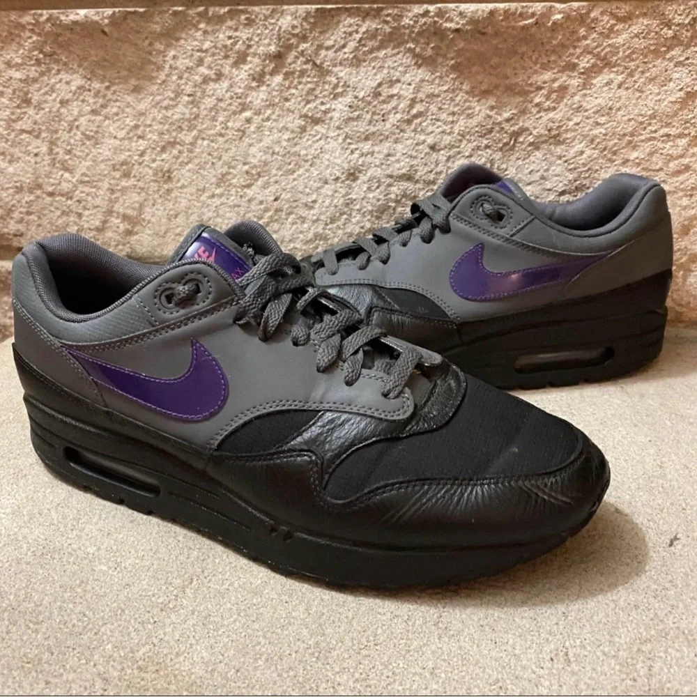 Nike Air Max 1 Men’s ‘Fierce Purple’ Sneakers Leather Upper Low Top 10.5